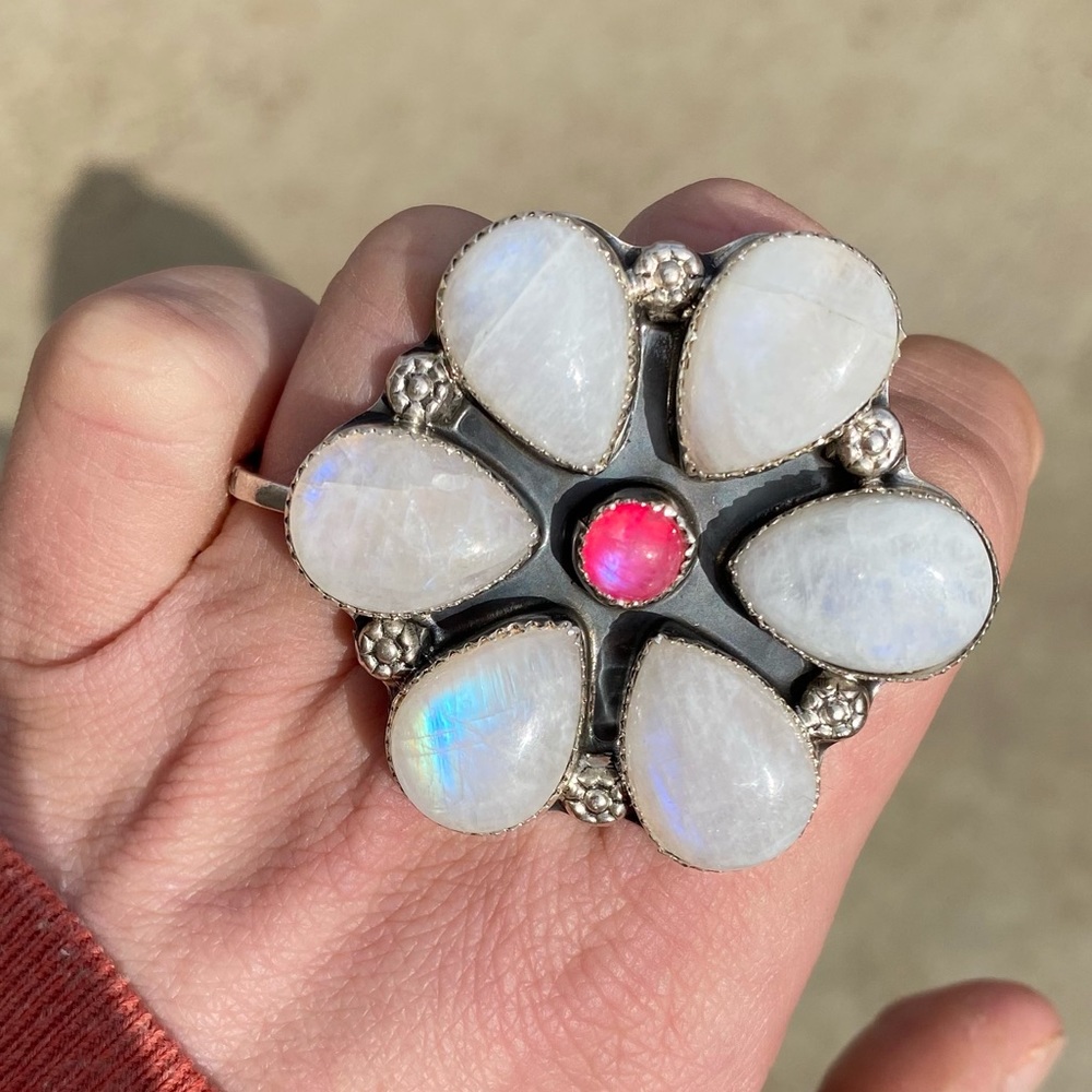 M&S moonstone flower ring